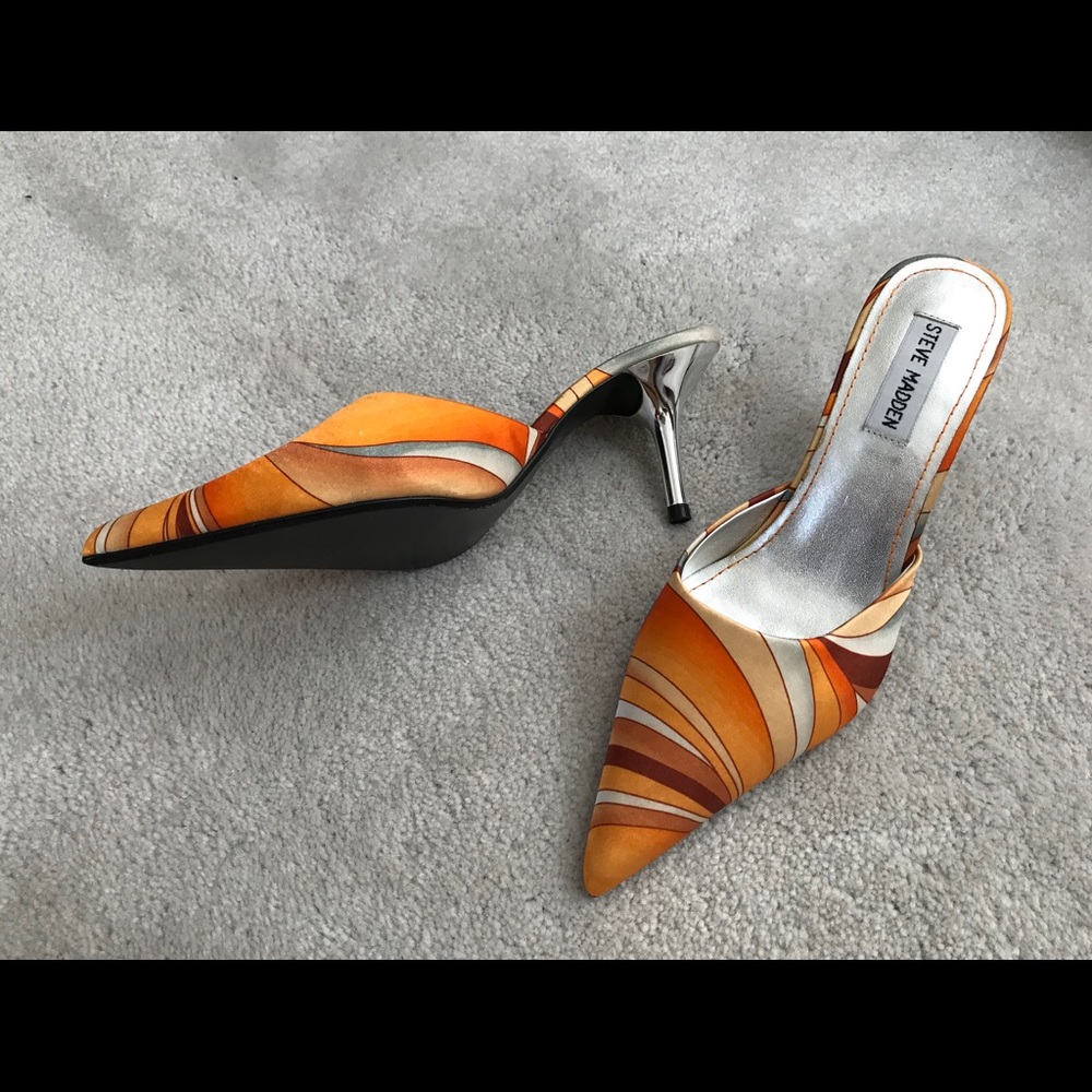 🧡STEVE MADDEN Satin Pumps+Silver Kitten Heels - Picture 3 of 6